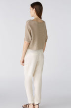 Light Stone Linen Blend Ribbon Knit Top