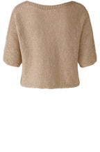 Light Stone Linen Blend Ribbon Knit Top