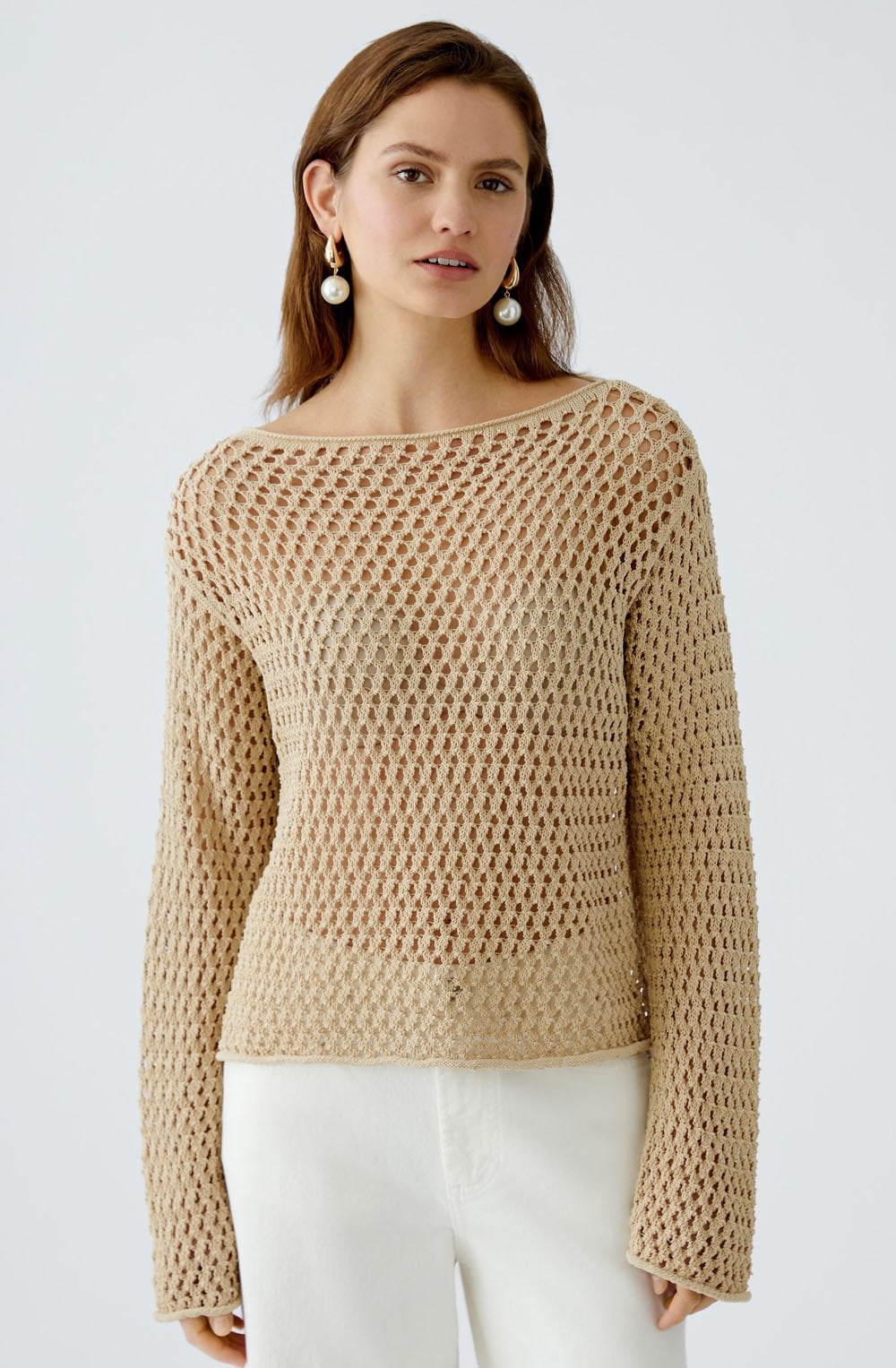 Light Stone Open Weave Top