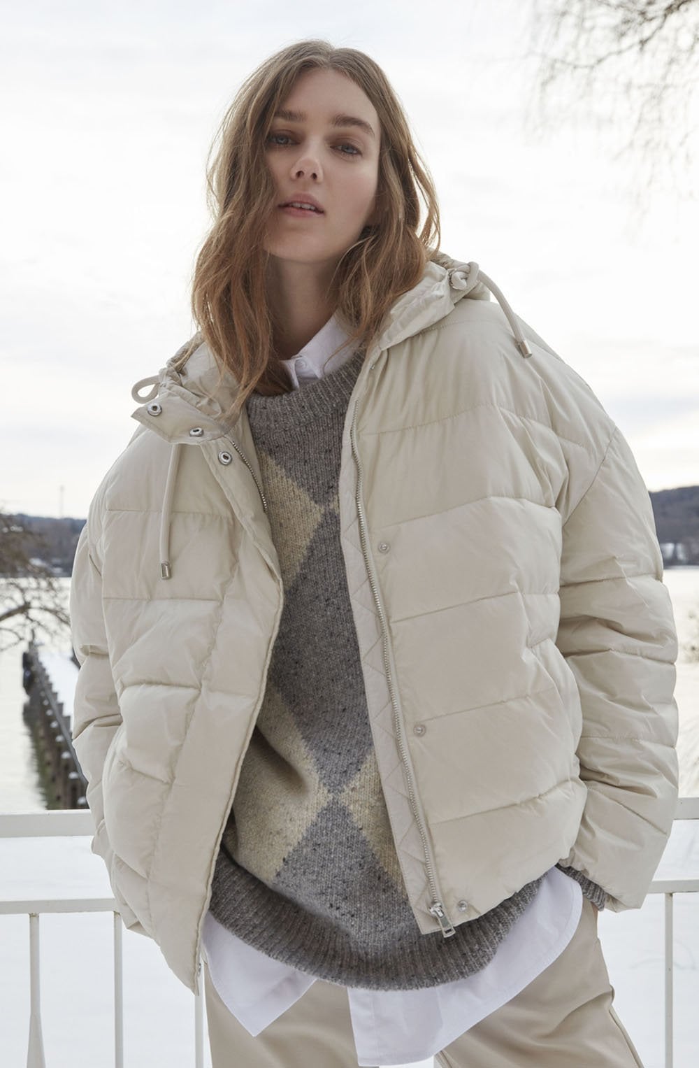 Light Stone Puffer Coat