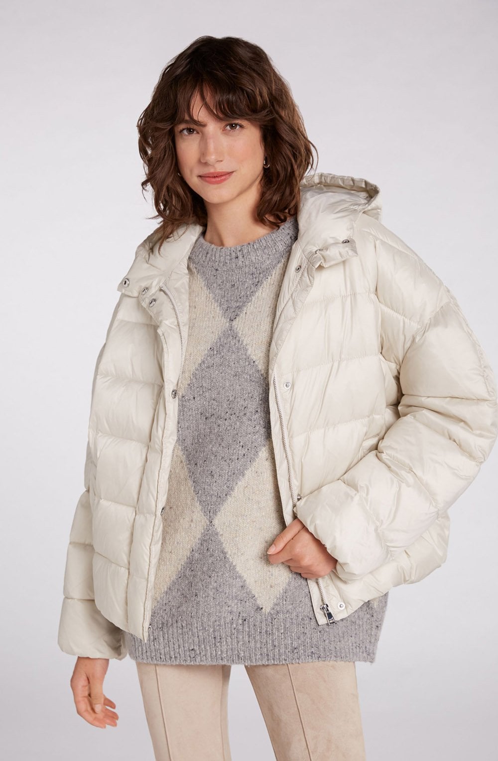 Light Stone Puffer Coat
