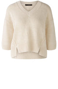 Light Stone Ribbon Knitted V Neck Top