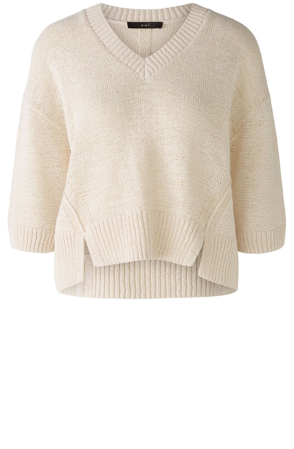 Light Stone Ribbon Knitted V Neck Top