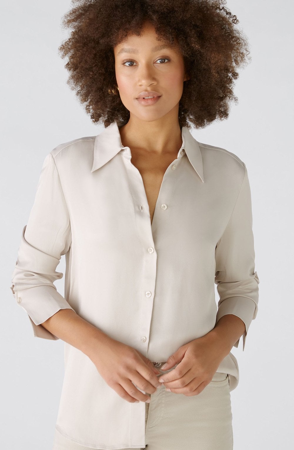 Light Stone Satin Touch Blouse