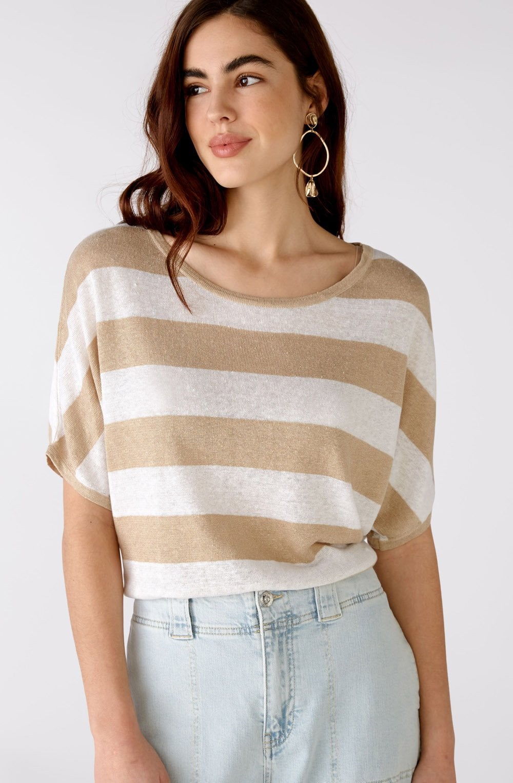 Light Stone Stripe Knit Top