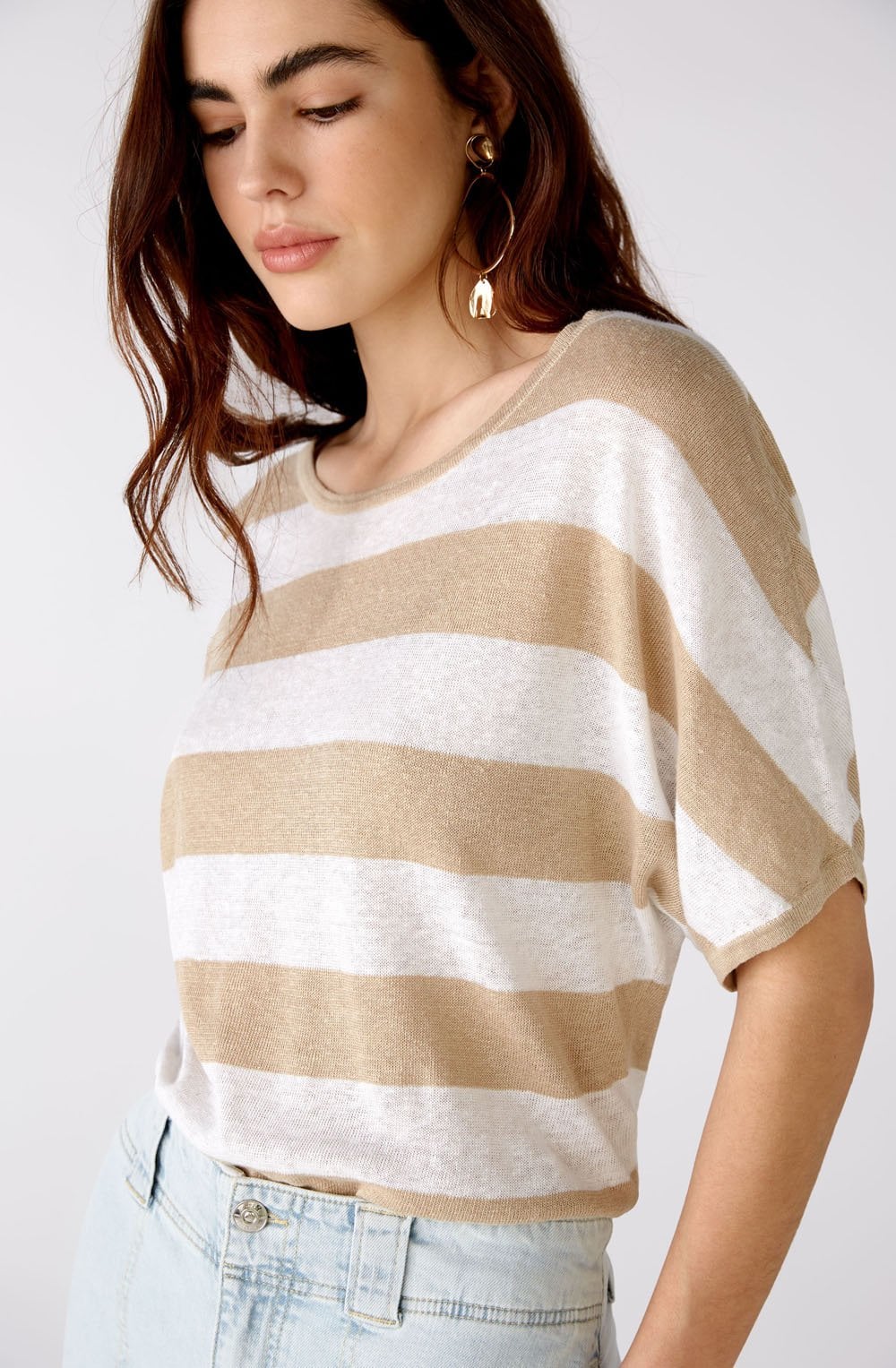 Light Stone Stripe Knit Top