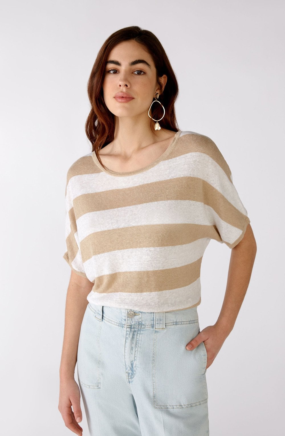 Light Stone Stripe Knit Top