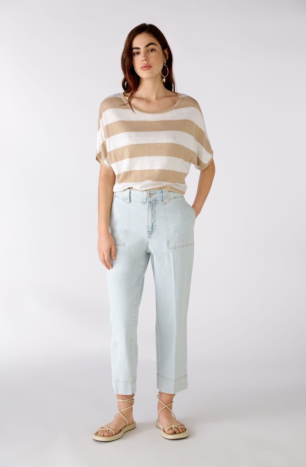 Light Stone Stripe Knit Top