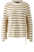 Light Stone Striped Jumper with Zip Detail
