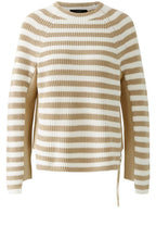 Light Stone Striped Jumper with Zip Detail