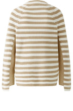 Light Stone Striped Jumper with Zip Detail