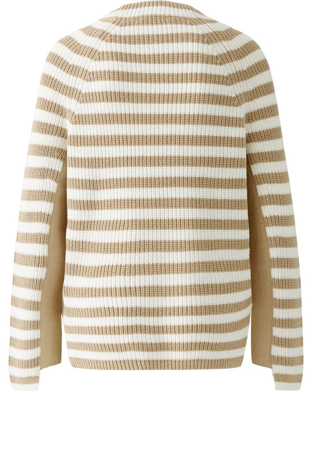 Light Stone Striped Jumper with Zip Detail