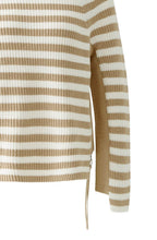 Light Stone Striped Jumper with Zip Detail