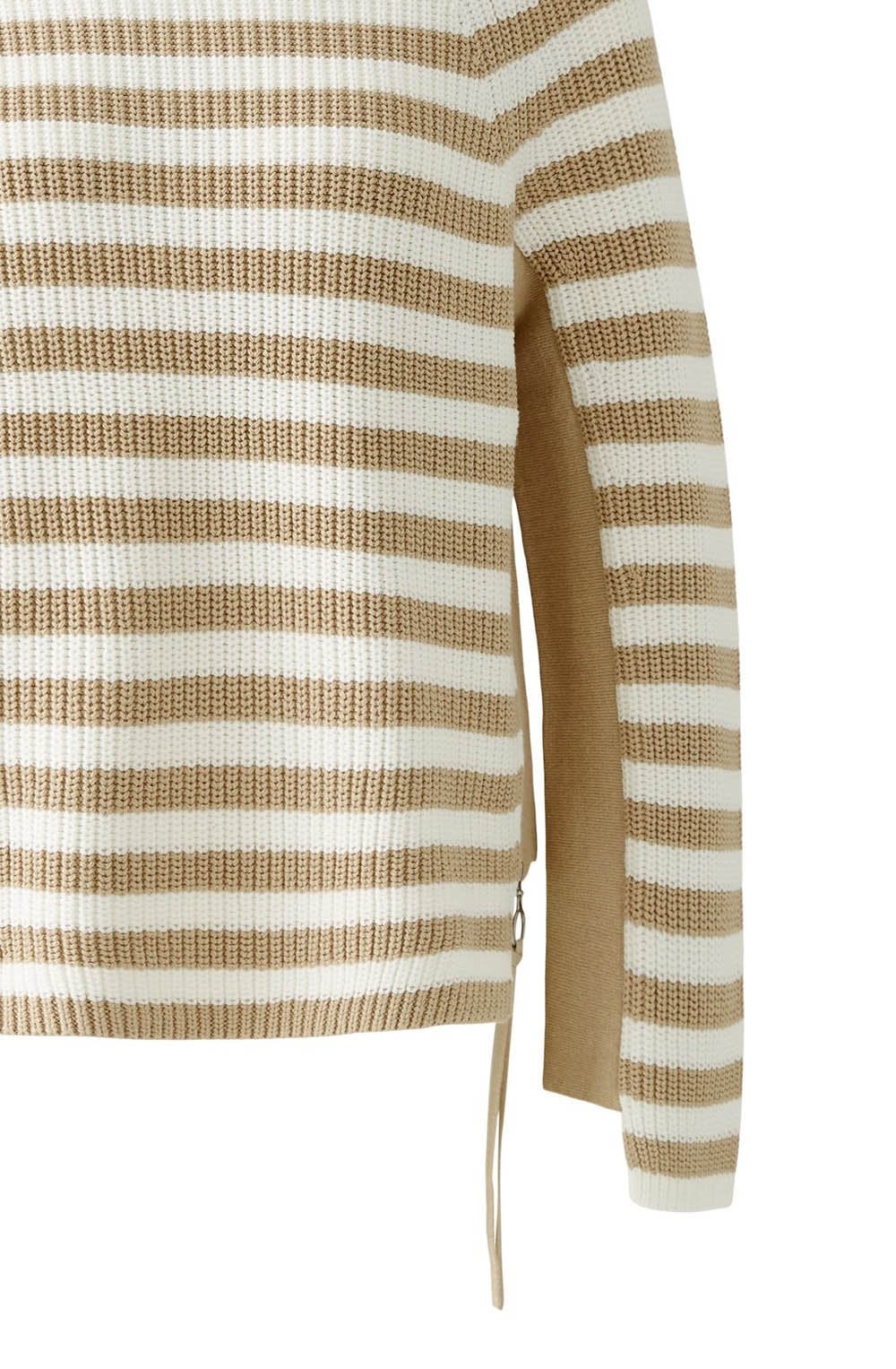Light Stone Striped Jumper with Zip Detail