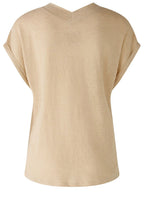 Light Stone V Neck Linen T Shirt