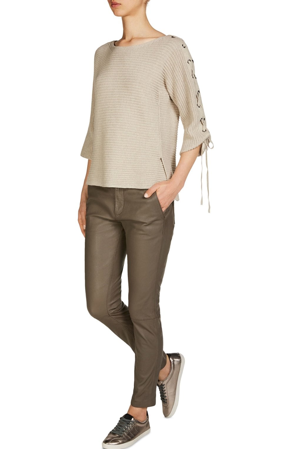 Light Taupe Ribbed Sweater