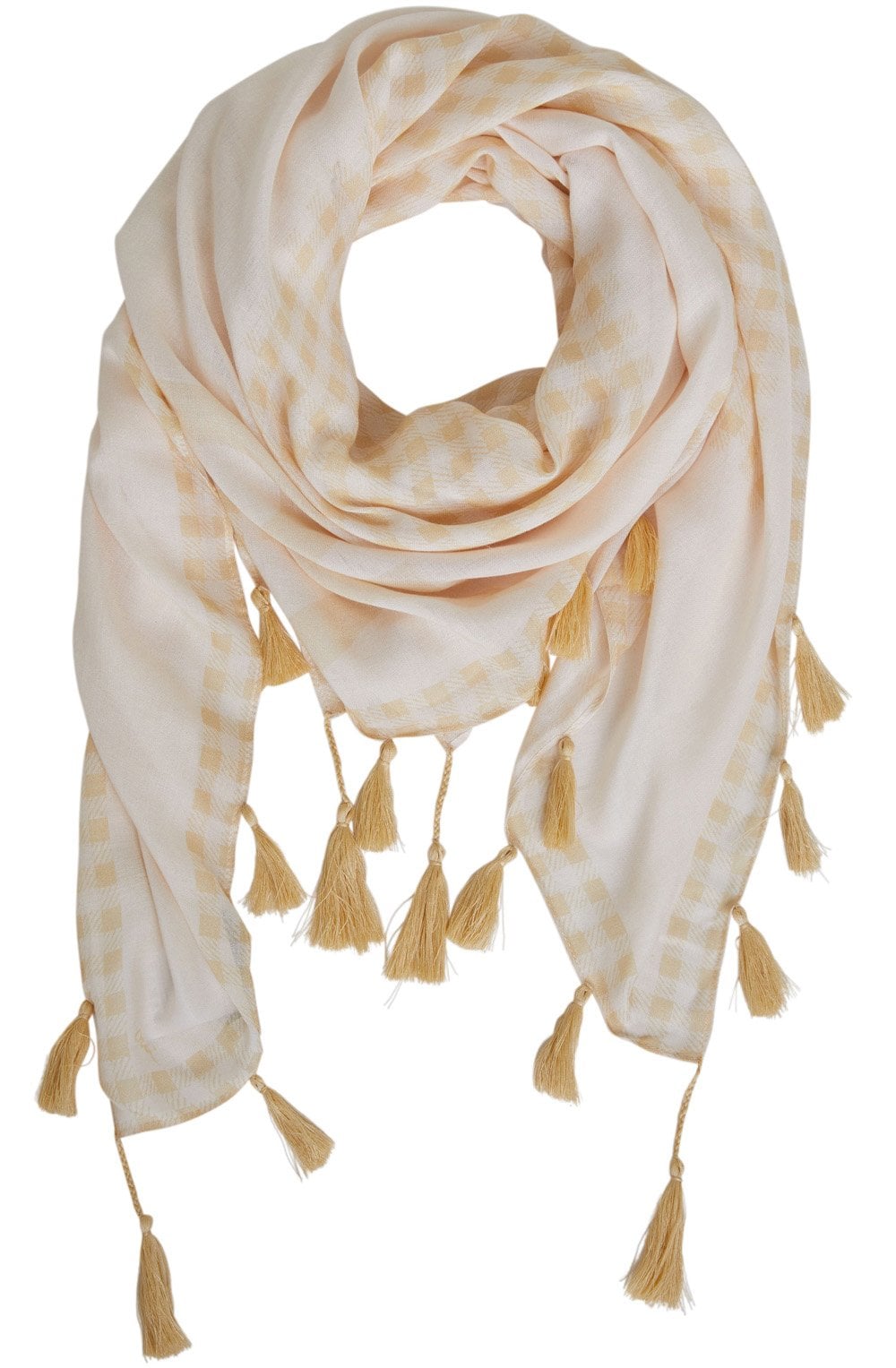 Light Yellow and White Checked Scarf