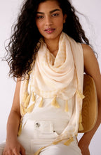 Light Yellow and White Checked Scarf