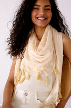 Light Yellow and White Checked Scarf