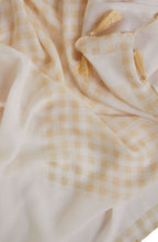 Light Yellow and White Checked Scarf