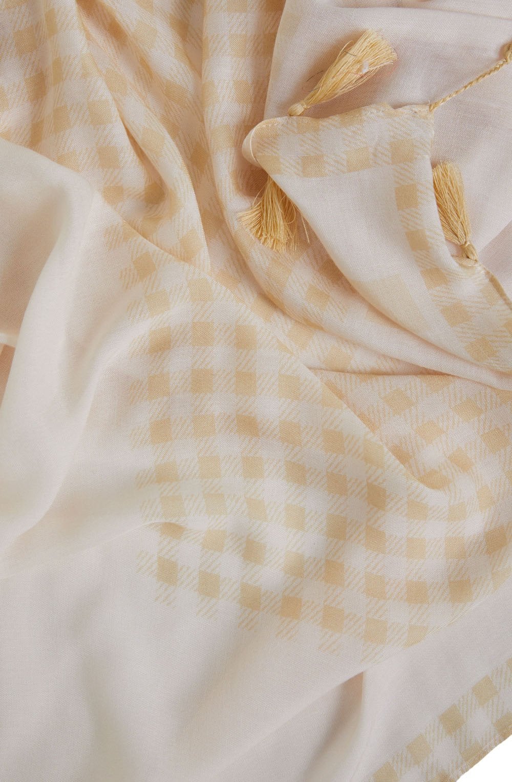 Light Yellow and White Checked Scarf