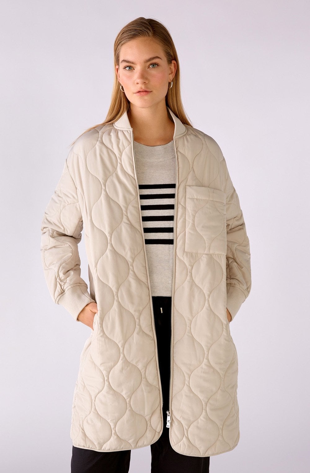 Lightly Padded Oatmeal Long Coat