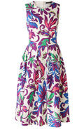 Lilac Green Cotton and Linen Blend Midi Dress