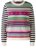Lilac Green Funky Pattern Jacquard Jumper