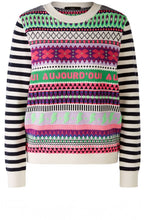 Lilac Green Funky Pattern Jacquard Jumper