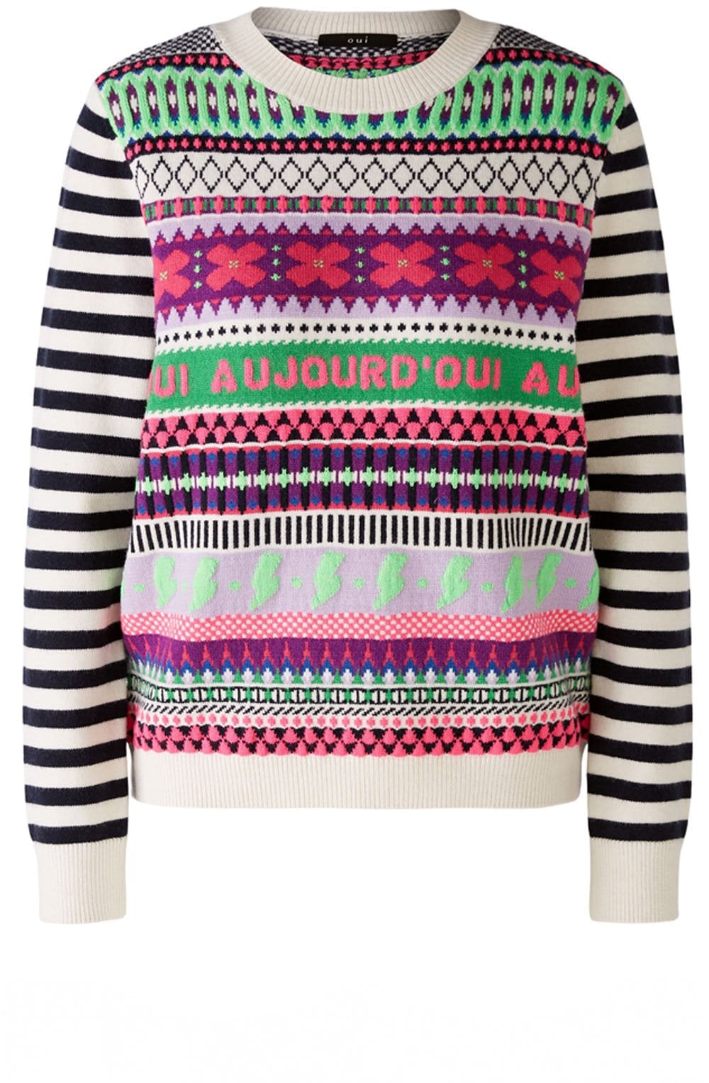 Lilac Green Funky Pattern Jacquard Jumper