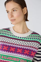Lilac Green Funky Pattern Jacquard Jumper