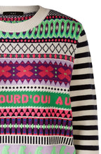 Lilac Green Funky Pattern Jacquard Jumper
