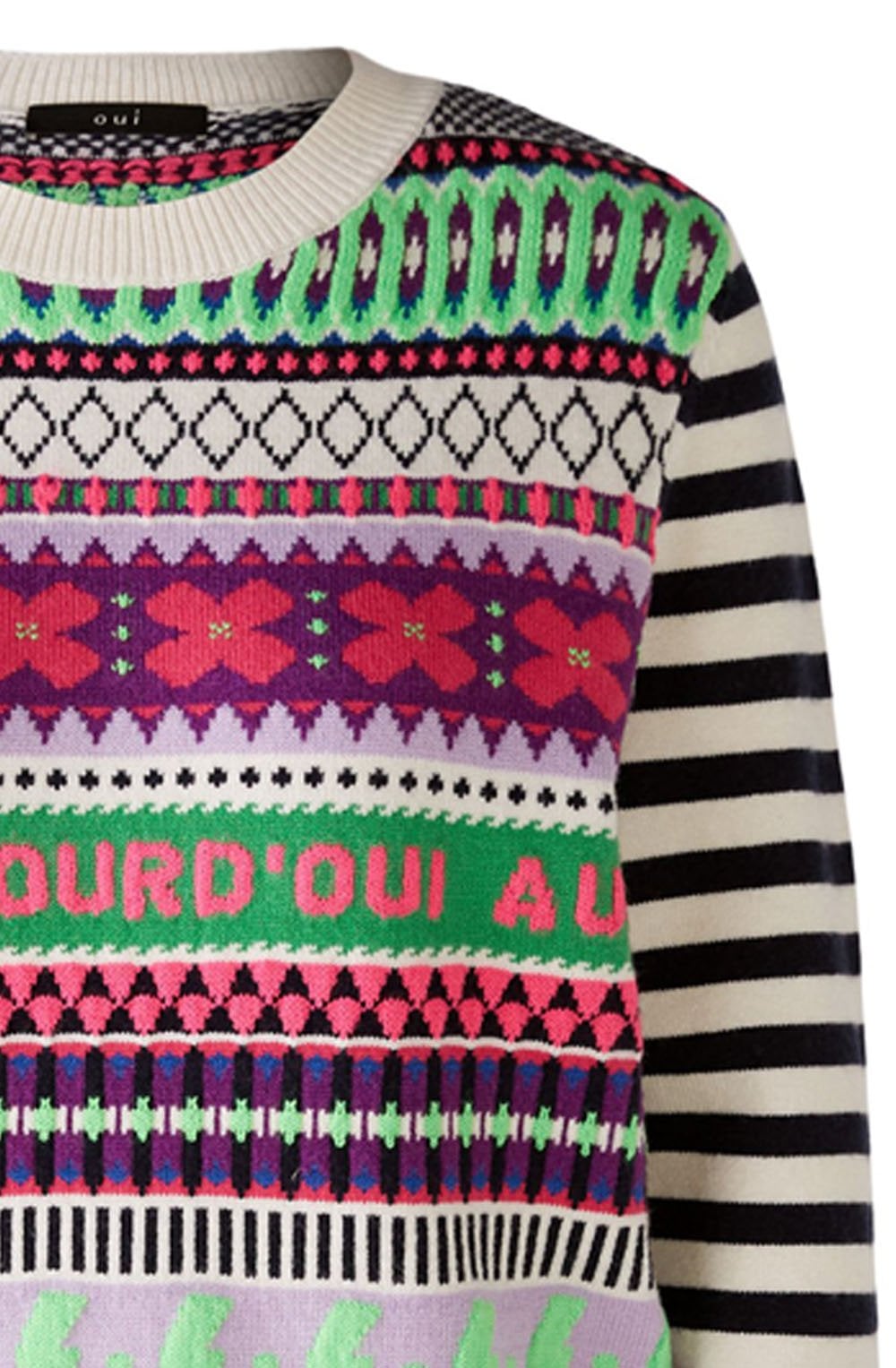 Lilac Green Funky Pattern Jacquard Jumper