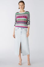 Lilac Green Funky Pattern Jacquard Jumper