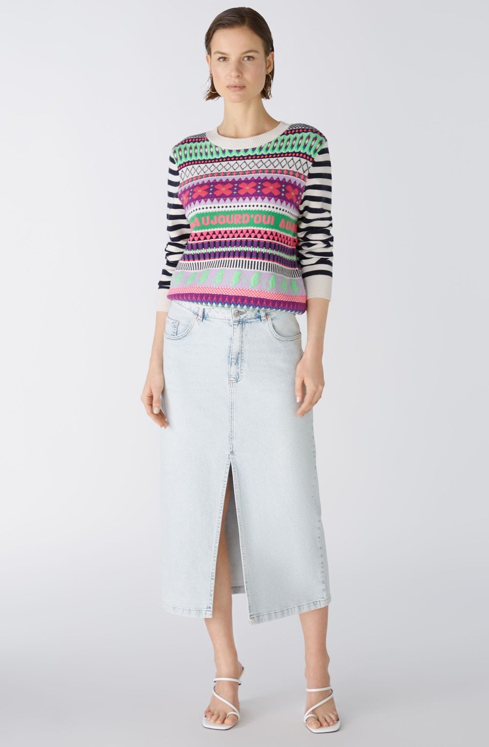 Lilac Green Funky Pattern Jacquard Jumper
