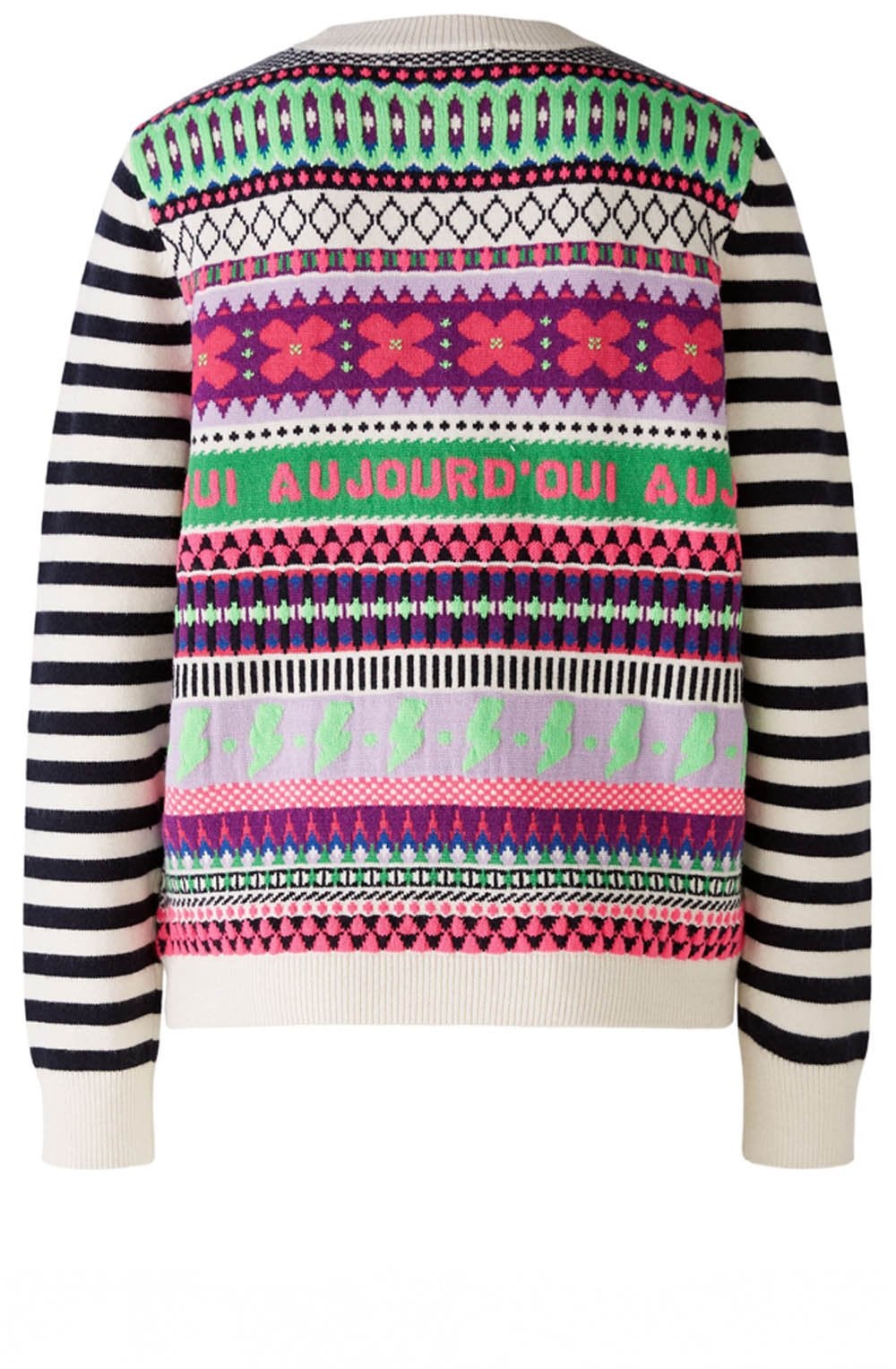 Lilac Green Funky Pattern Jacquard Jumper