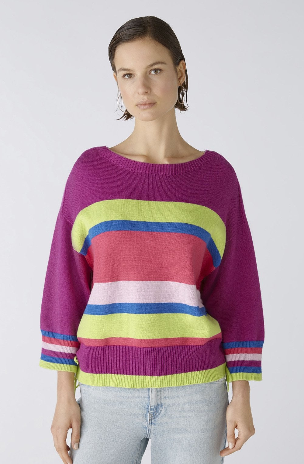 Lilac Green Gathered Sides Jumper