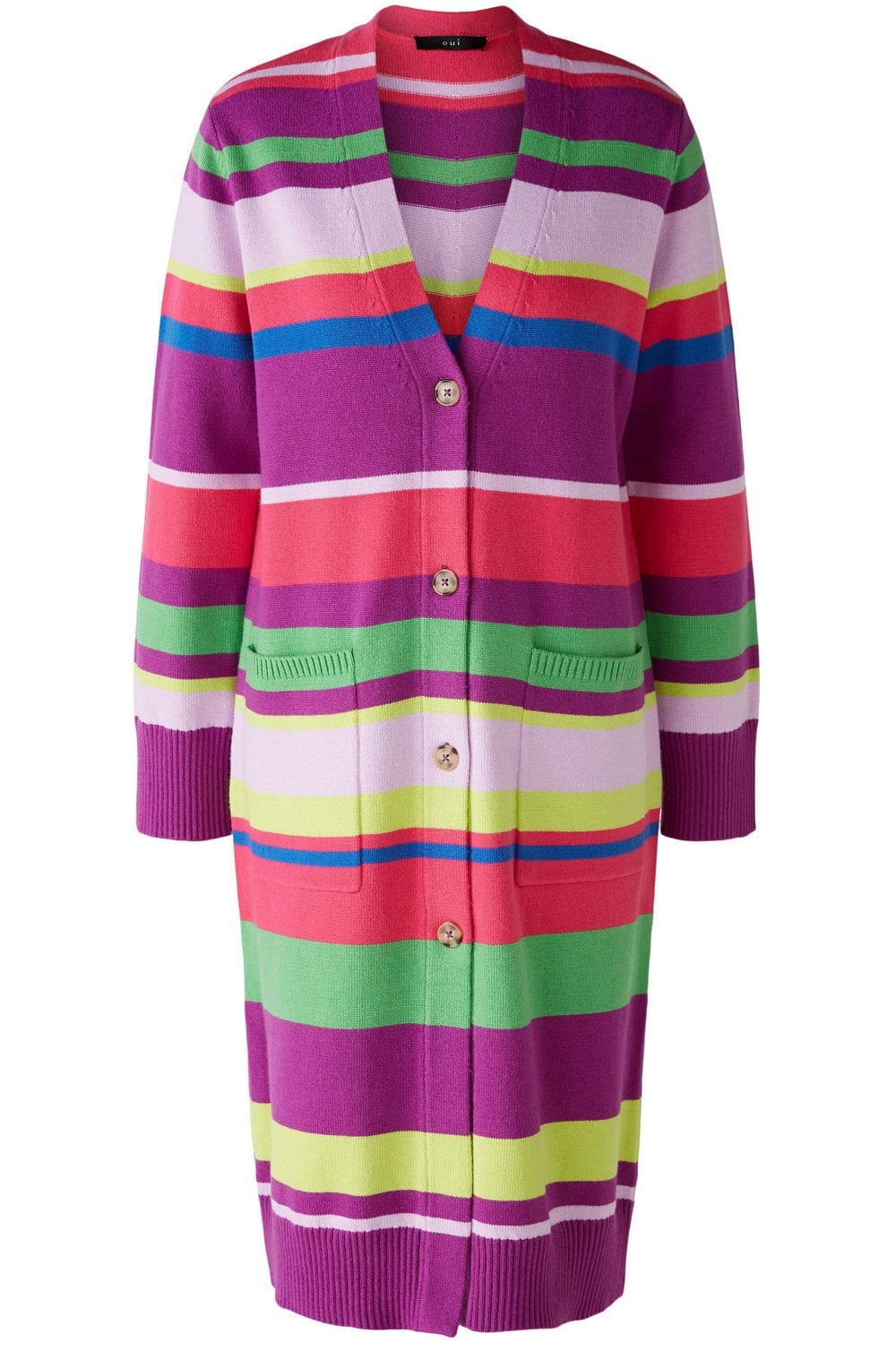 Lilac Green Striped Knitted Coat