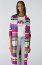 Lilac Green Striped Knitted Coat