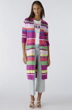 Lilac Green Striped Knitted Coat