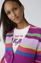 Lilac Green Striped Knitted Coat