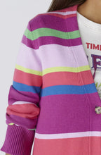 Lilac Green Striped Knitted Coat