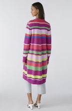 Lilac Green Striped Knitted Coat