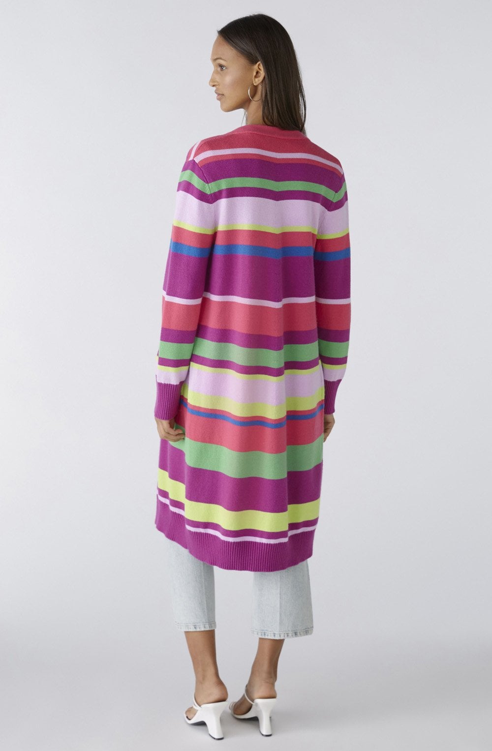Lilac Green Striped Knitted Coat