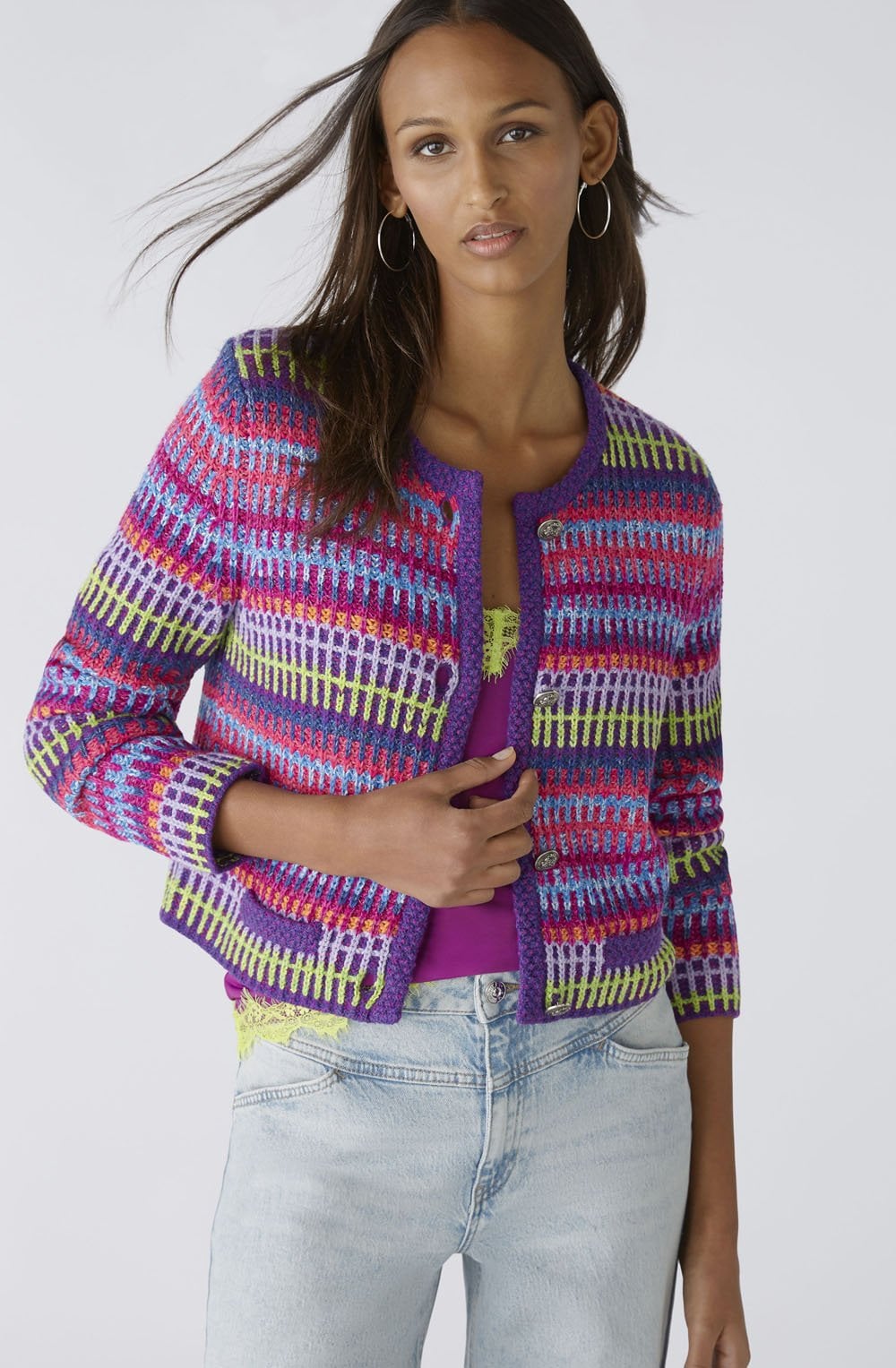 Lilac Pink French Style Knitted Box Cardigan