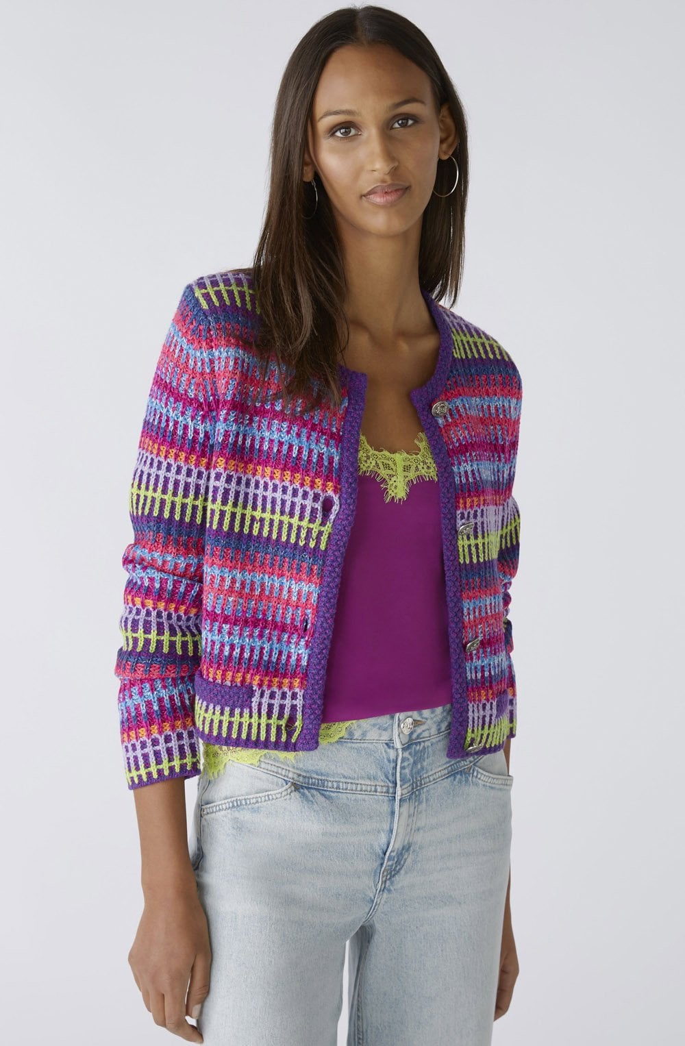 Lilac Pink French Style Knitted Box Cardigan