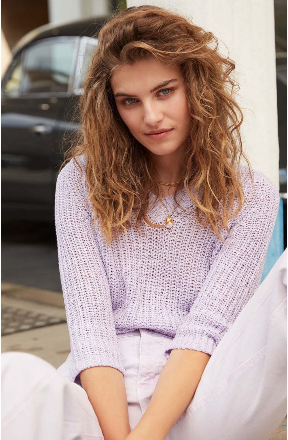 Lilac Woven Knit Jumper
