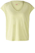 Lime Green and White Striped T Shirt