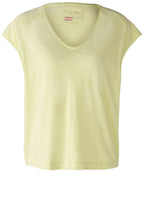Lime Green and White Striped T Shirt