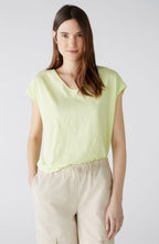 Lime Green and White Striped T Shirt
